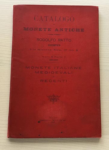 Ratto R. Catalogo di Monete ... 