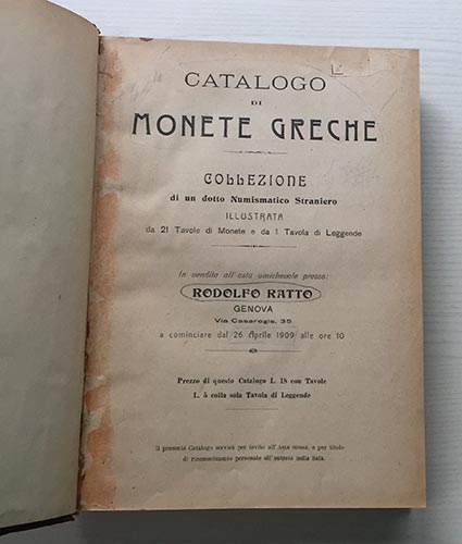 Ratto R. Catalogo di Monete Greche ... 