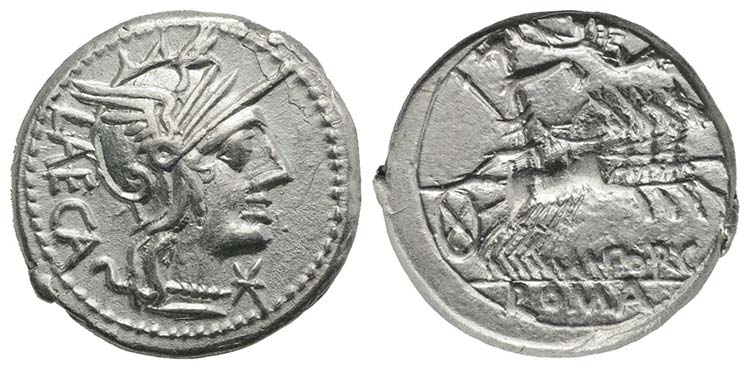 M. Porcius Laeca, Rome, 125 BC. AR ... 