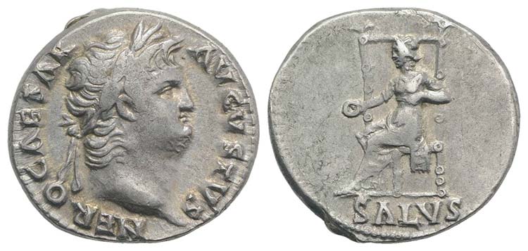 Nero (54-68). AR Denarius (17mm, ... 