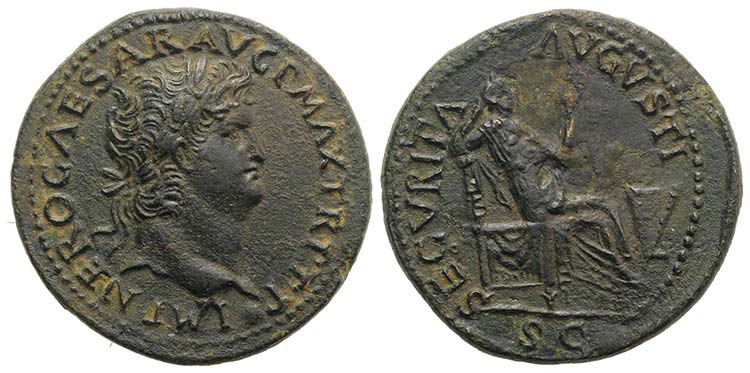 Nero (54-68). Æ Dupondius (30mm, ... 