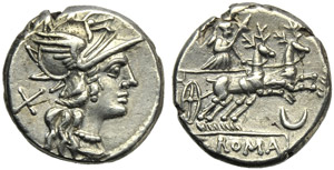 Anonymous, Denarius, Rome, 143 BC; ... 
