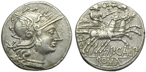 P. Calpurnius, Denarius, Rome, 133 ... 