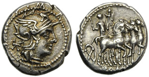 M. Acilius M.f., Denarius, Rome, ... 