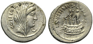 L. Mussidius Longus, Denarius, ... 