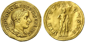 Gordiano III (238-244), Aureo, ... 