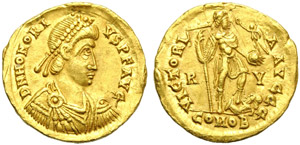 Onorio (393-423), Solido, Ravenna, ... 