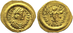 Giustino I (518-527), Tremisse, ... 