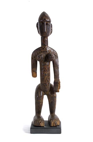 A WOODEN STANDING FEMALE FIGURE, ... 