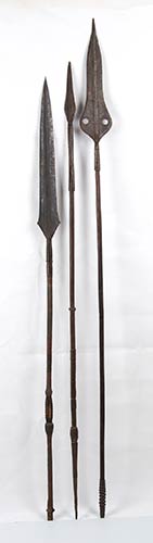 THREE IRON AND WOOD SPEARS170 cm ... 