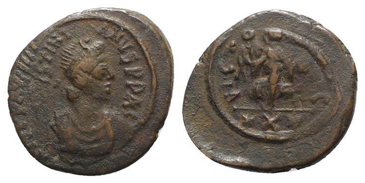 Justinian I (527-565). Æ 10 Nummi ... 