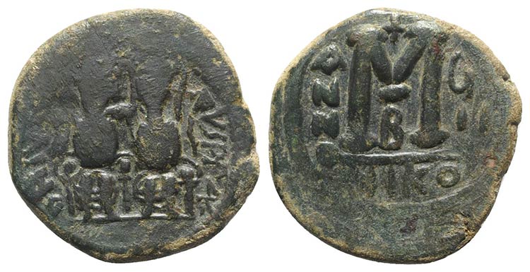 Justin II (565-578). Æ 40 Nummi ... 