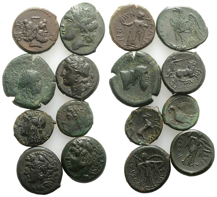 Sicily, lot of 8 Greek Æ coins, ... 