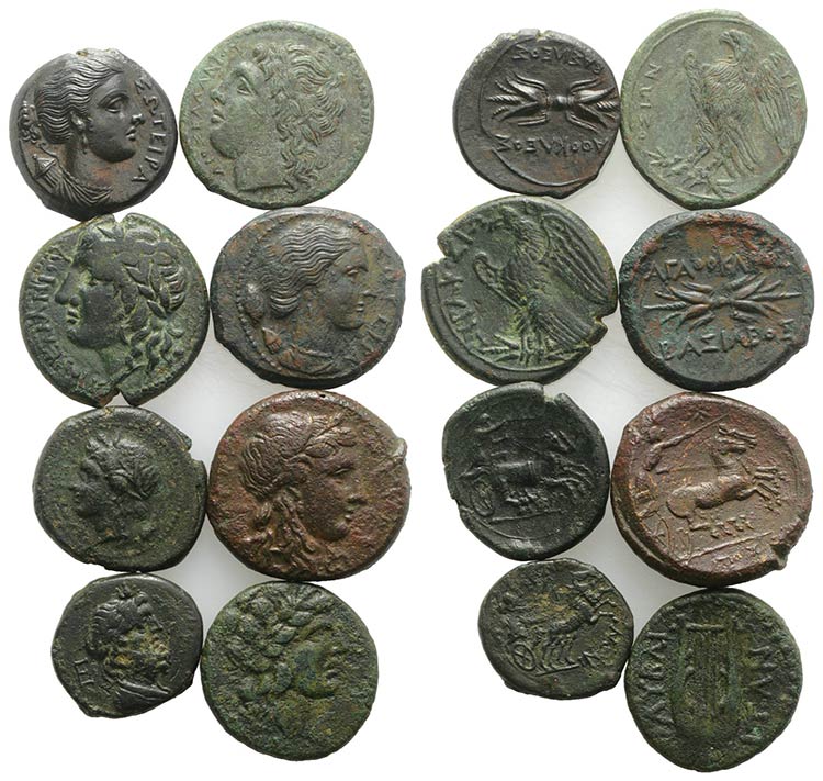 Sicily, lot of 8 Greek Æ coins, ... 