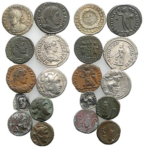 Mixed lot of 10 AR and Æ coins, ... 