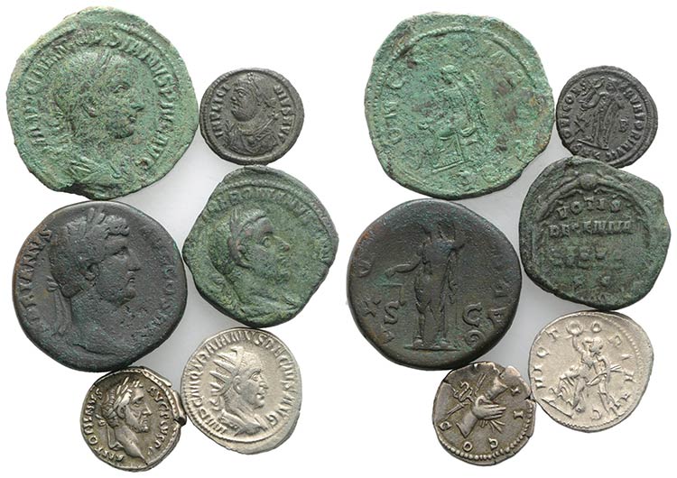Lot of 6 Roman Imperial AR and Æ ... 