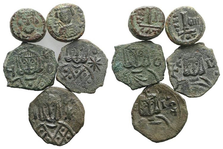 Lot of 5 Byzantine Æ coins, to be ... 