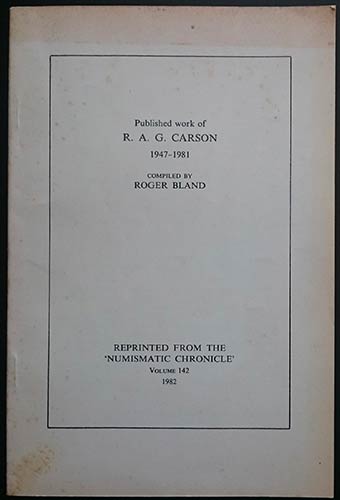 Bland R., Published work of R.A.G. ... 