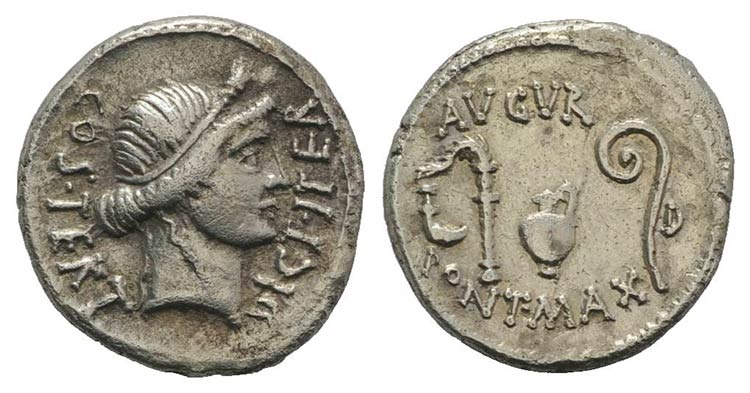 Julius Caesar, Utica(?), 46 BC. AR ... 