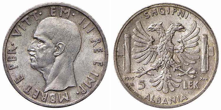 Albania - 5 Lek - 1939 XVII   - AG ... 