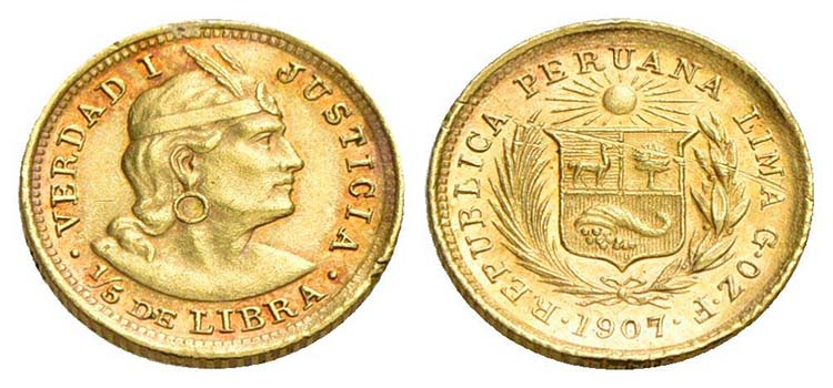 PERU - Repubblica (1822) - 1/5 di ... 
