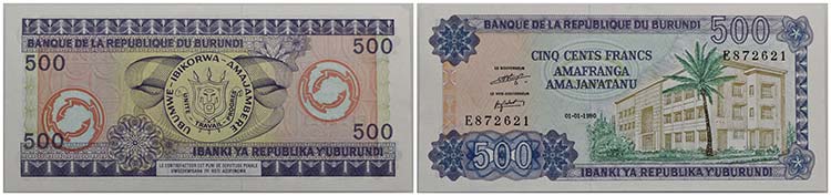 BURUNDI - Repubblica - 500 Franchi ... 