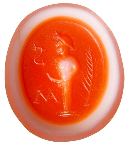 A roman three-layers agate intaglio. Phallic Herm ... - Bertolami Fine Art