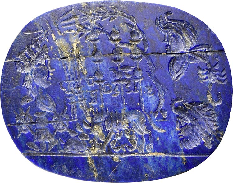 A lapis lazuli intaglio. Allegory ... 