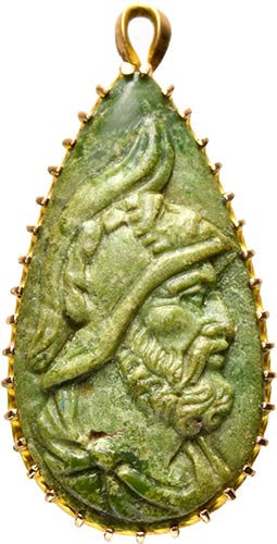 A green jasper cameo mounted with ... 