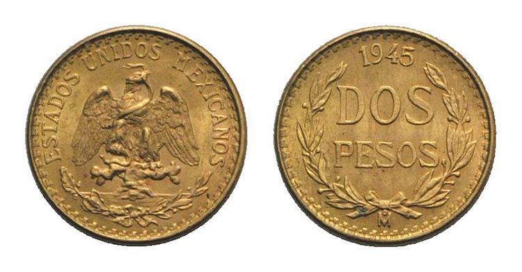 Mexico, AV 2 Pesos 1945, Mexico ... 
