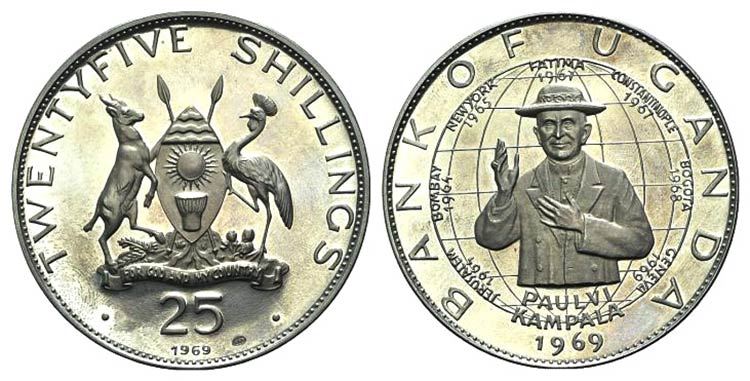 Uganda, AR 25 Shillings 1969 ... 