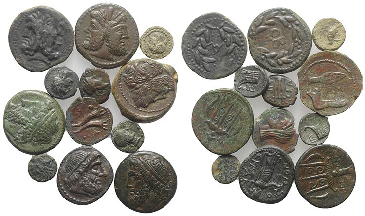 Sicily, lot of 12 Æ Greek coins, ... 