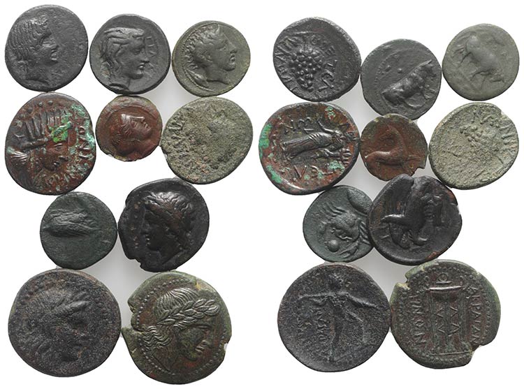 Sicily, lot of 10 Æ Greek coins, ... 