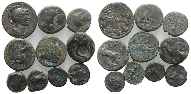 Sicily, lot of 10 Æ Greek coins, ... 
