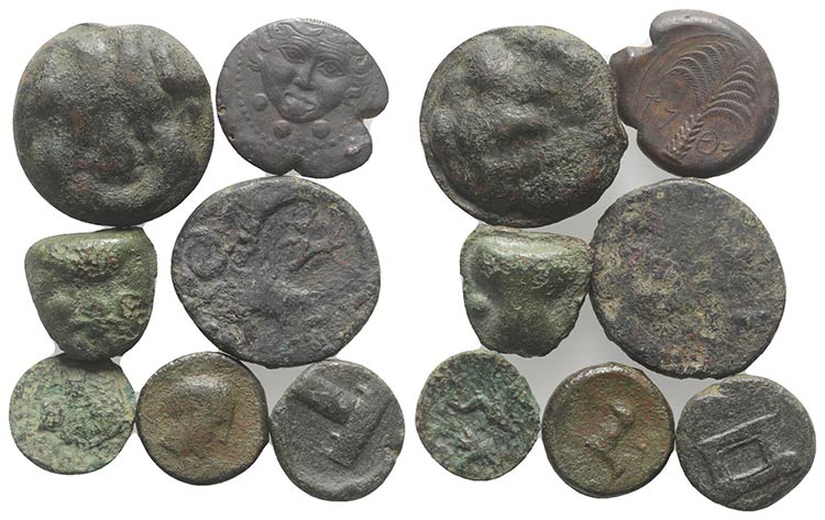 Sicily, lot of 7 Æ Greek coins, ... 