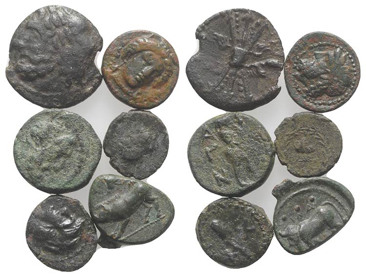 Lot of 6 Greek Æ coins, to be ... 