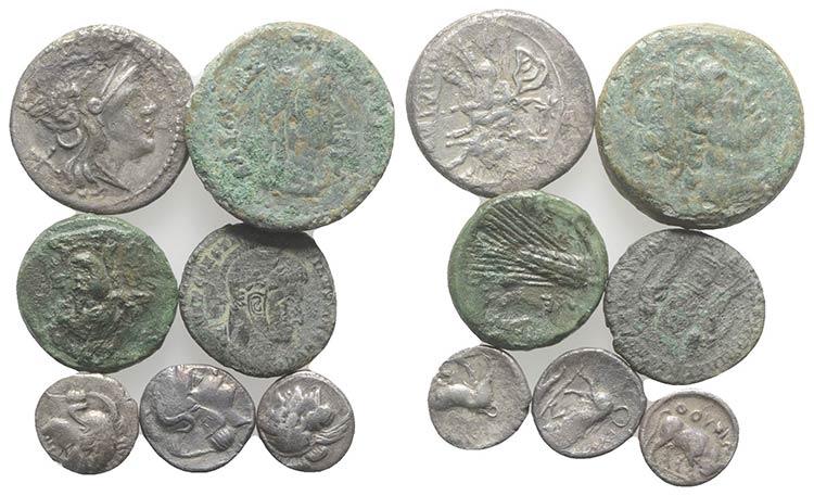 Lot of 7 Greek and Roman AR and Æ ... 
