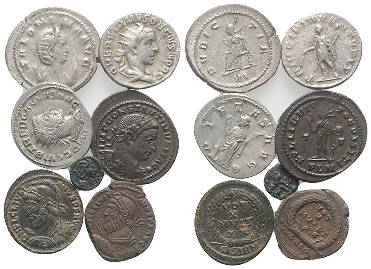 Lot of 7 Roman Imperial AR and Æ ... 