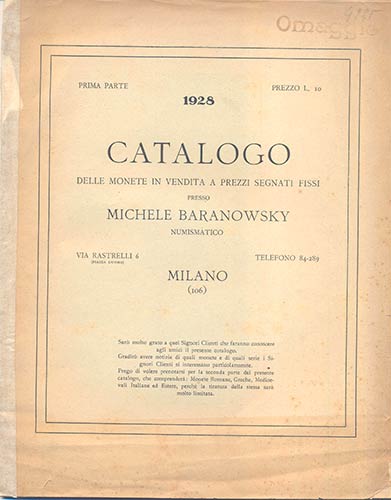 BARANOWSKY M. – Milano, 1928. I ... 