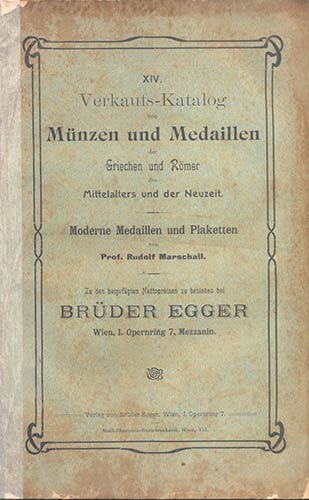 EGGER B. – Katalog XIV. Wien ... 