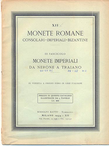 RATTO R. – Milano, 1934. Listino ... 