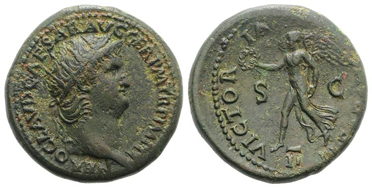 Nero (54-68). Æ Dupondius (28mm, ... 
