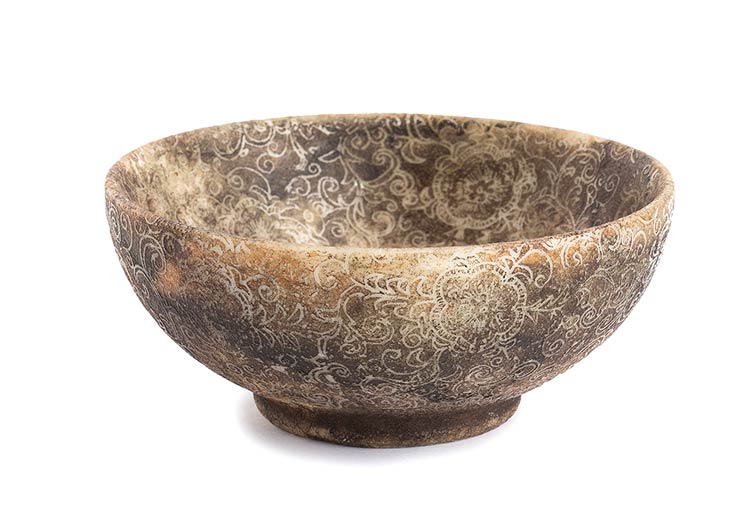 AN INCISED GREY STONE BOWL China  ... 
