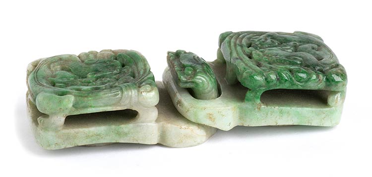 A JADEITE BELT BUCKLE China, Qing ... 