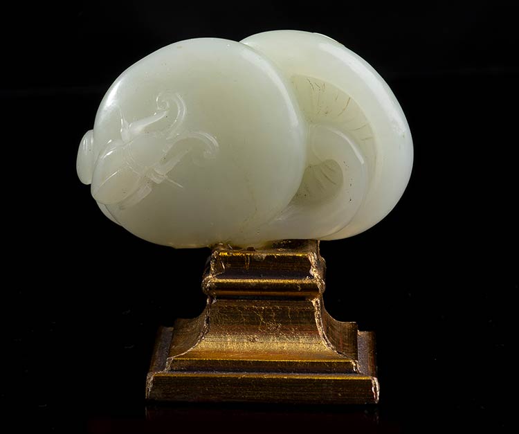 A WHITE JADE CARVING WITH TWO ... 