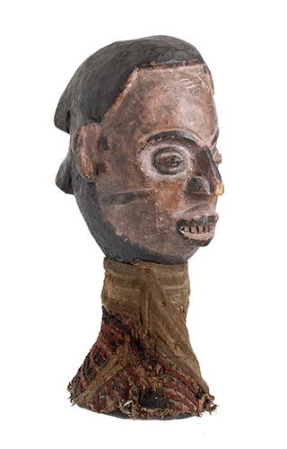 A PAINTED WOOD AND TEXTILE HEAD ... 