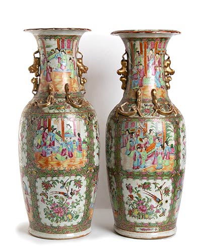A PAIR OF CANTON STYLE DECORATED ... 