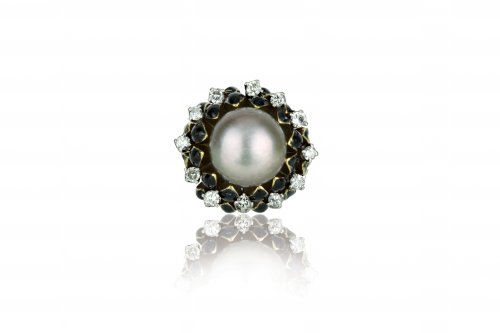 Yellow gold cultured pearl and ... 