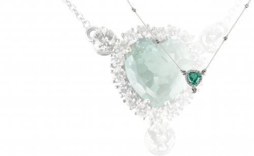 Emerald necklace   18K white gold ... 