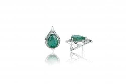Drop shaped emeralds earrings  18K ... 